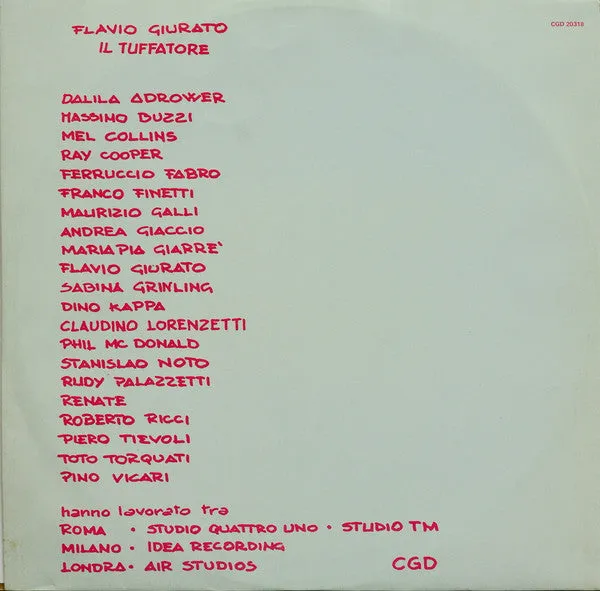 Flavio Giurato Il Tuffatore vinile LP 1982 con insert