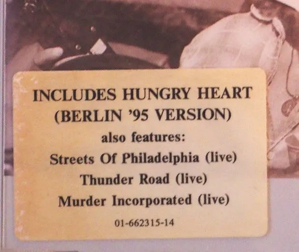 Bruce Springsteen Hungry Heart CD maxi live 1995