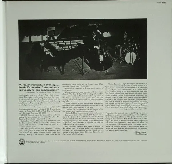 Bill Evans Trio At Town Hall Vol 1 vinile LP 180g