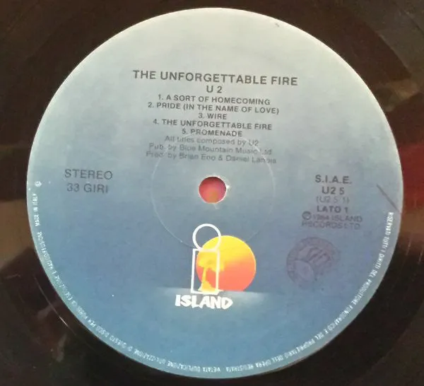 U2 The Unforgettable Fire LP VG+ stampa Italia