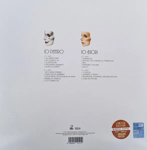 Ornella Vanoni Io Dentro Io Fuori 2xLP vinile bianco