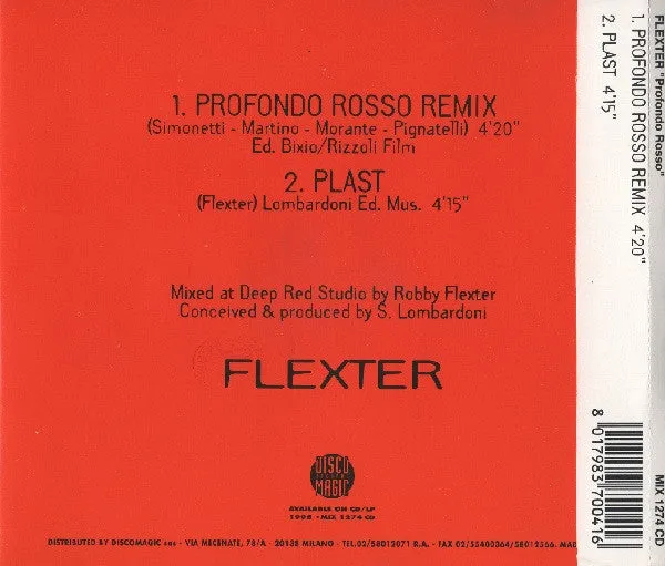 Flexter Profondo Rosso CD singolo trance 1996
