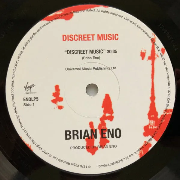 Brian Eno Discreet Music LP vinile 180g remaster 2018
