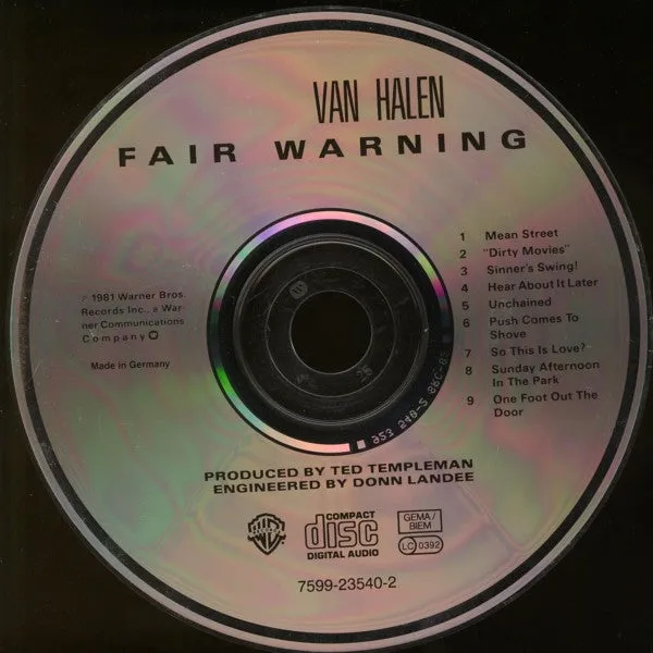 Van Halen Fair Warning CD album ristampa NM