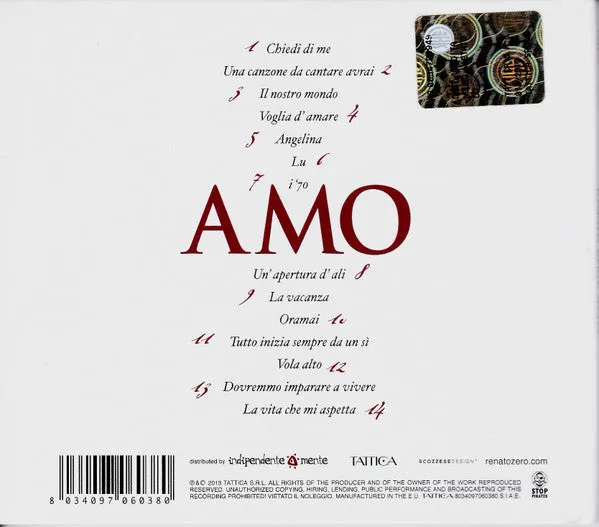 Renato Zero Amo Capitolo I CD album digipak VG+