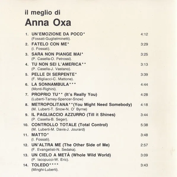 Anna Oxa Il Meglio Di Anna Oxa CD compilation NM