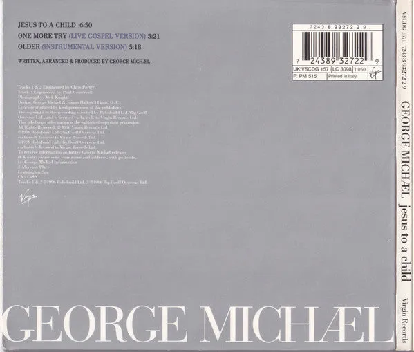 George Michael Jesus To A Child CD singolo digipak VG+ Italia 1996