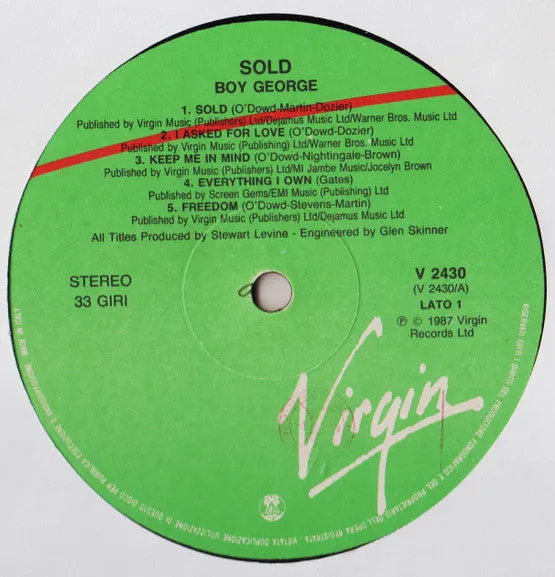 Boy George Sold LP vinile synth-pop italiano
