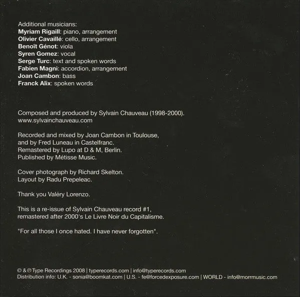 Sylvain Chauveau The Black Book Of Capitalism CD rimasterizzato