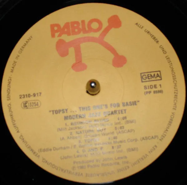 Modern Jazz Quartet Topsy This One's For Basie vinile LP