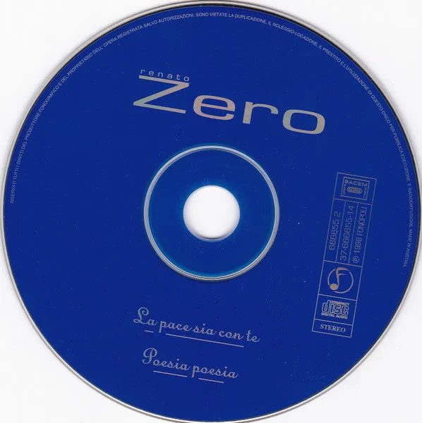 Renato Zero La Pace Sia Con Te CD maxi singolo 1998