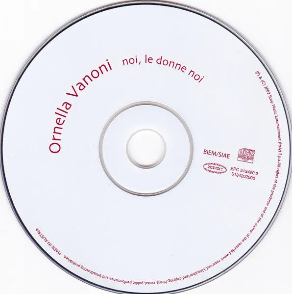 Ornella Vanoni Noi Le Donne Noi CD album 2003