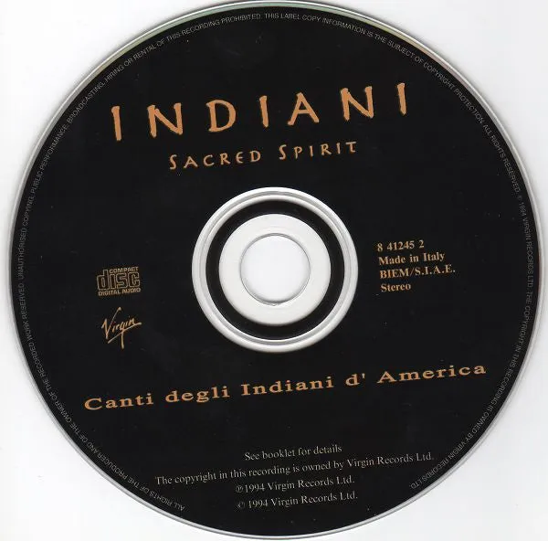 Sacred Spirit Indiani CD album downtempo 1994