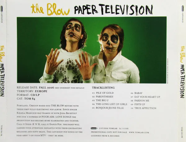 The Blow Paper Television CD promo indie rock