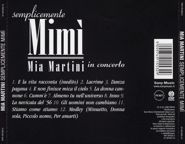 Mia Martini Semplicemente Mimi CD album live VG+