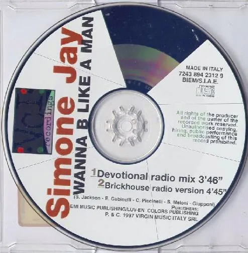 Simone Jay Wanna B Like A Man CD singolo euro house