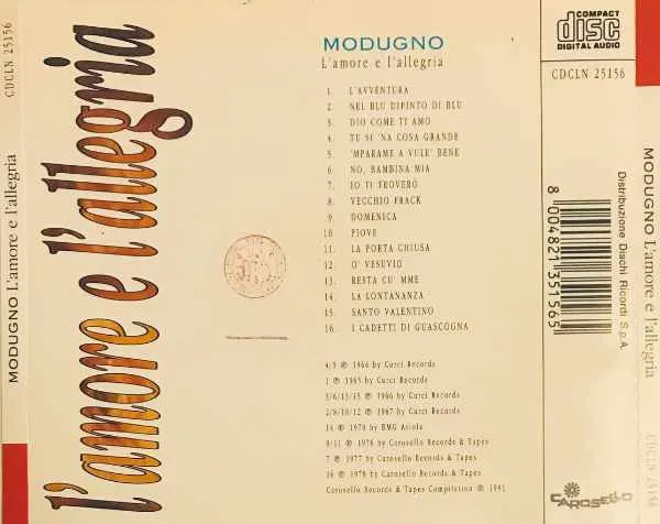Domenico Modugno L'Amore E L'Allegria CD album chanson