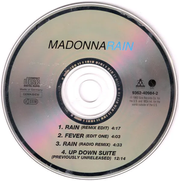Madonna Rain CD maxi singolo remix house synth pop 1993