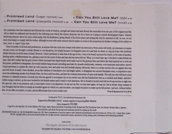 Style Council Promised Land CD singolo NM