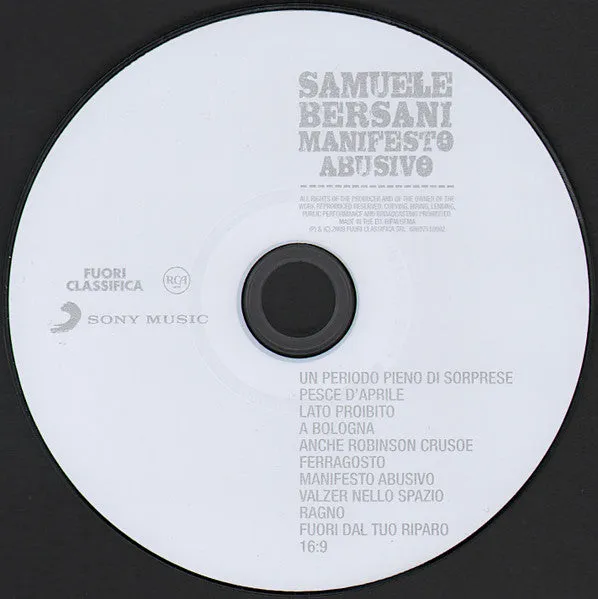 Samuele Bersani Manifesto Abusivo CD album 2009