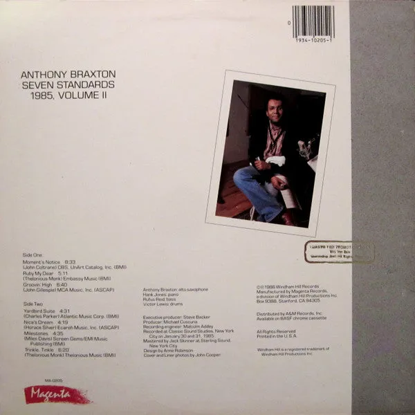 Anthony Braxton Seven Standards Vol II LP jazz usato