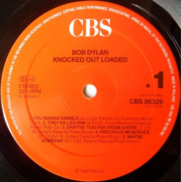 Bob Dylan Knocked Out Loaded LP vinile CBS 1986