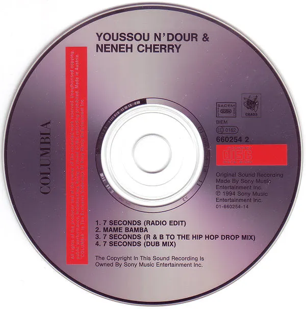Youssou N'Dour Neneh Cherry 7 Seconds CD maxi