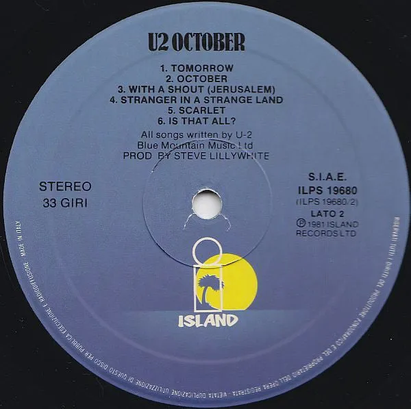 U2 October LP vinile italiano 1981 usato VG+