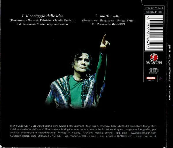 Renato Zero Il Coraggio Delle Idee CD singolo digipak