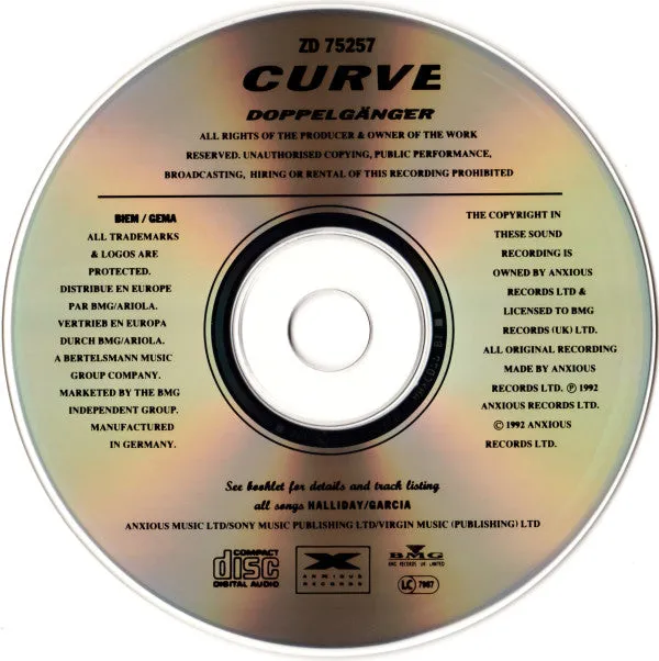 Curve Doppelgänger CD album 1992 shoegaze