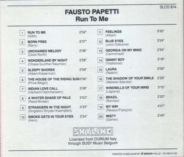 Fausto Papetti Run To Me CD compilation usato VG+ easy listening