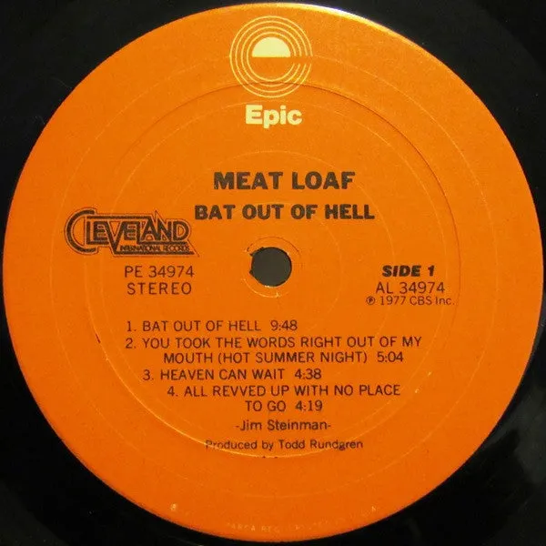 Meat Loaf Bat Out Of Hell LP pop rock usato VG+ USA