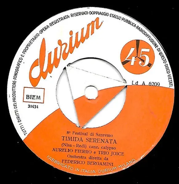 Aurelio Fierro Timida Serenata 7" usato Sanremo 1958