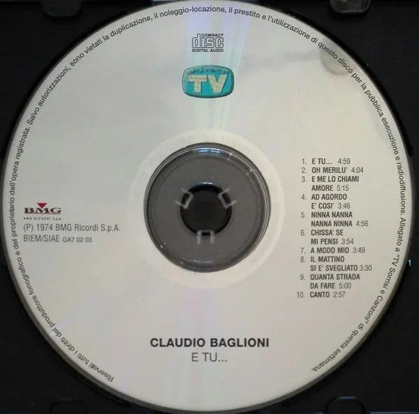 Claudio Baglioni E Tu CD album ristampa 2002