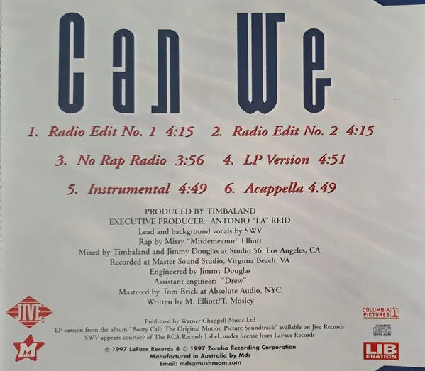 SWV Can We CD maxi 6 tracce soundtrack 1997