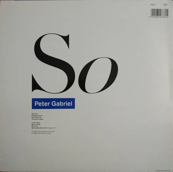 Peter Gabriel So vinile LP stampa Italia 1986 pop rock