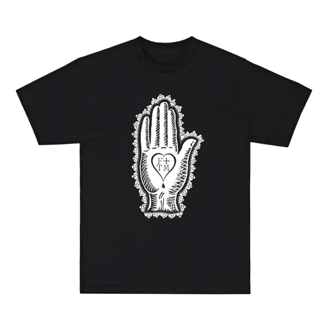 F+TM Hand maglietta nera stampa mano taglie S-XXL