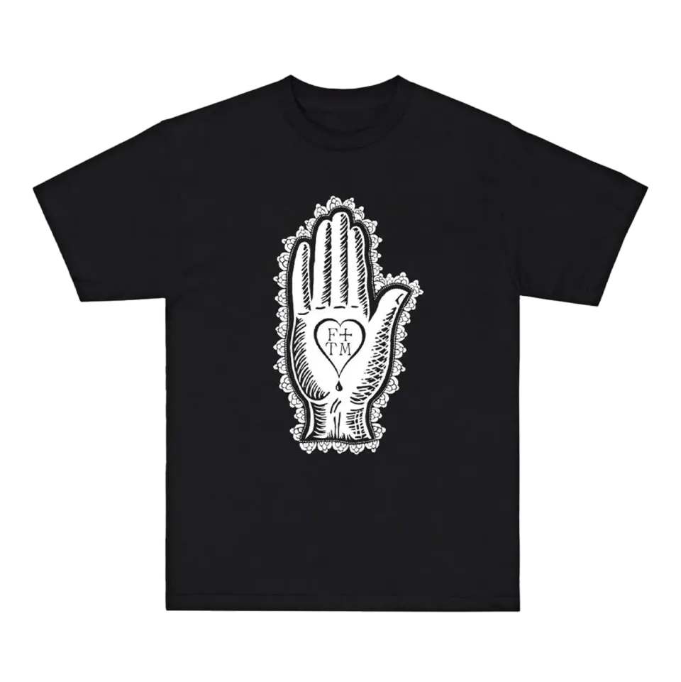 F+TM Hand maglietta nera stampa mano taglie S-XXL