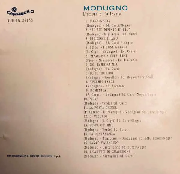 Domenico Modugno L'Amore E L'Allegria CD album chanson