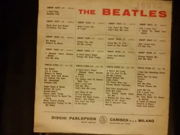 Beatles I Feel Fine Kansas City 7" singolo mono 1964 Parlophon