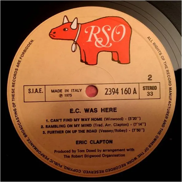 Eric Clapton E.C. Was Here vinile LP pressaggio Italia 1975 VG+