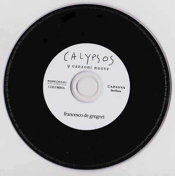 Francesco De Gregori Calypsos CD album soft rock 2006