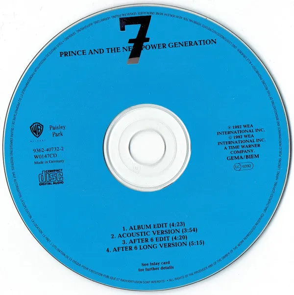 Prince 7 CD singolo 4 versioni WME 1992