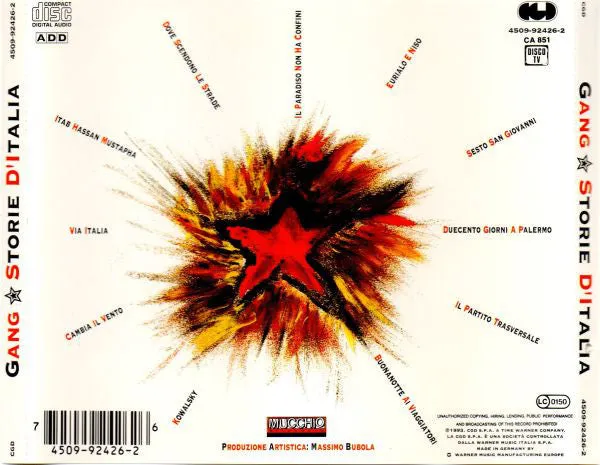 The Gang Storie D'Italia CD album usato NM folk rock