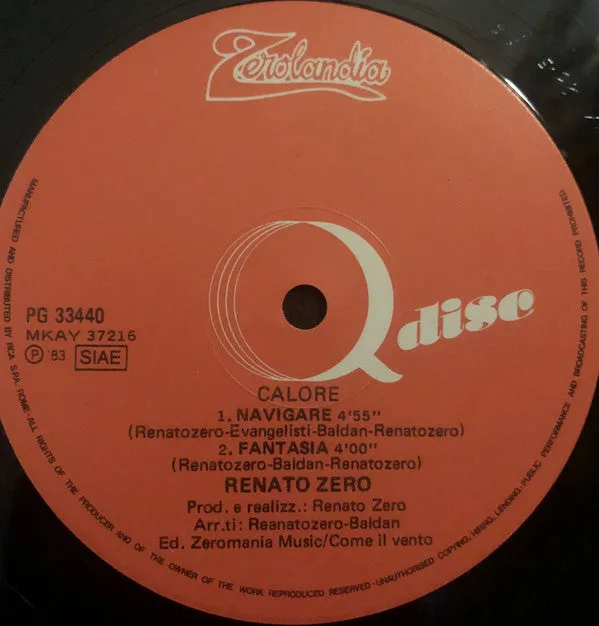 Renato Zero Calore LP vinile usato VG 1983