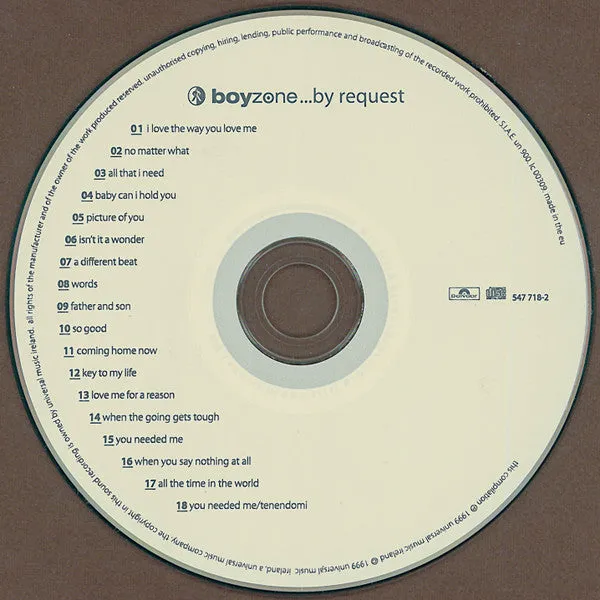 Boyzone By Request CD compilation pop vocale usato