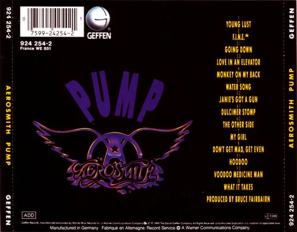 Aerosmith Pump CD album 1989 hard rock