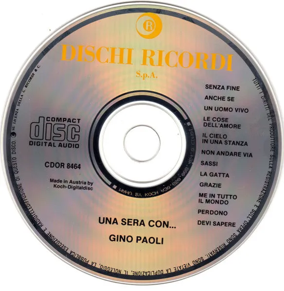 Gino Paoli Una Sera Con CD compilation pop