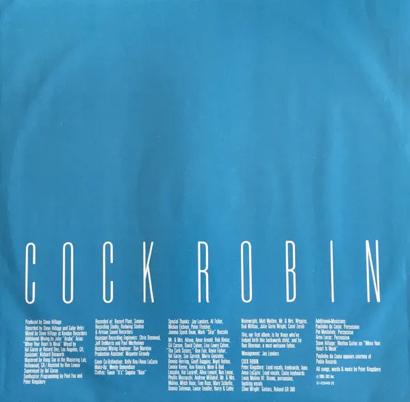 Cock Robin Cock Robin LP vinile Europa 1985 synth-pop
