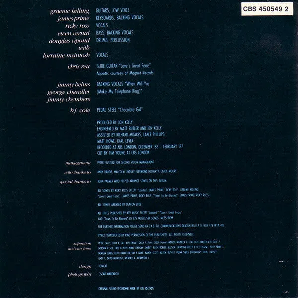 Deacon Blue Raintown CD album 1987 bonus